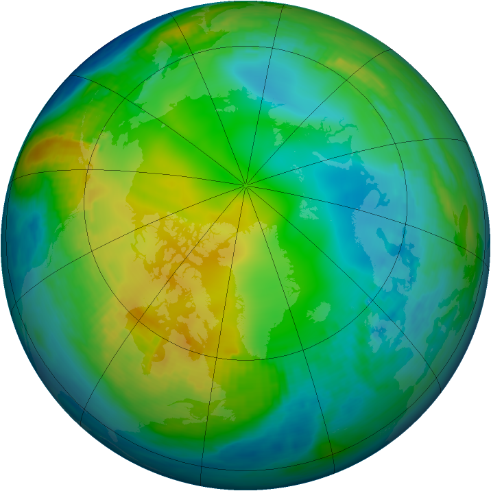 Arctic ozone map for 30 November 1989